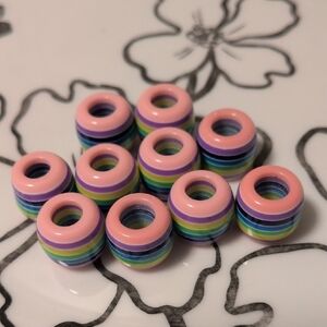 Colorful Striped Charms For Pandora Style Bracelet